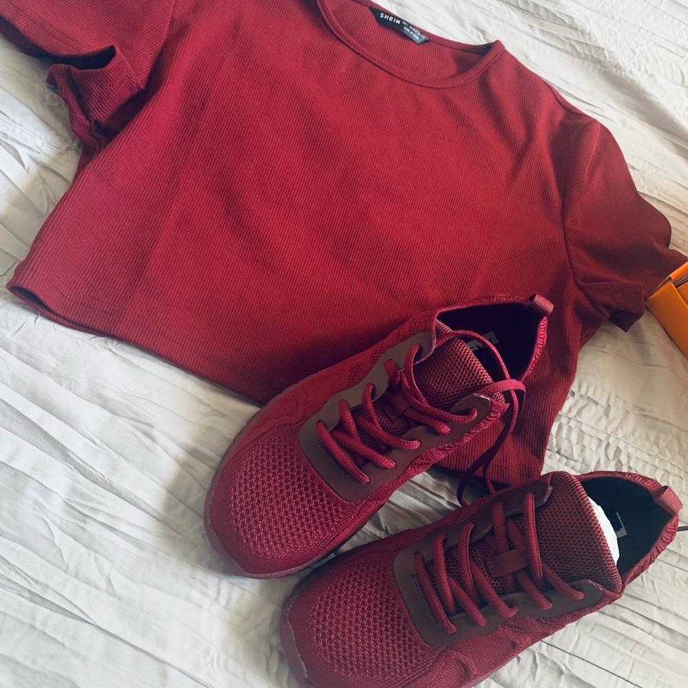 Maroon sneakers